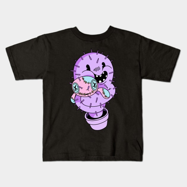 Pastel Goth Cactus and Voodoo Doll Anime Japanese Kids T-Shirt by PinkyTree